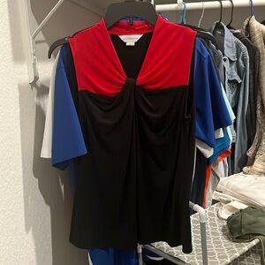 Liz Claiborne red & blk women blouse
